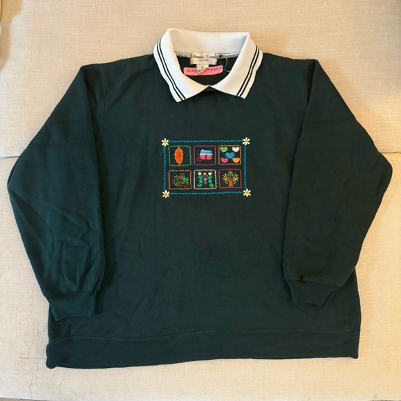 💐 Vintage Bonnie Evans Stitch Collared Pullover (Size 1X -Fits like a Large) 💐 - Picture 4 of 13